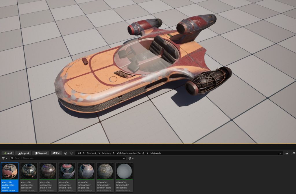 A Tegnemaskin model imported in Unreal Engine 5