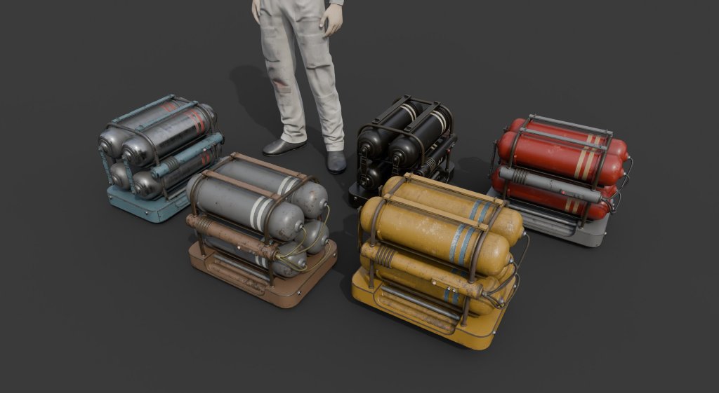 Gas canisters, stacked